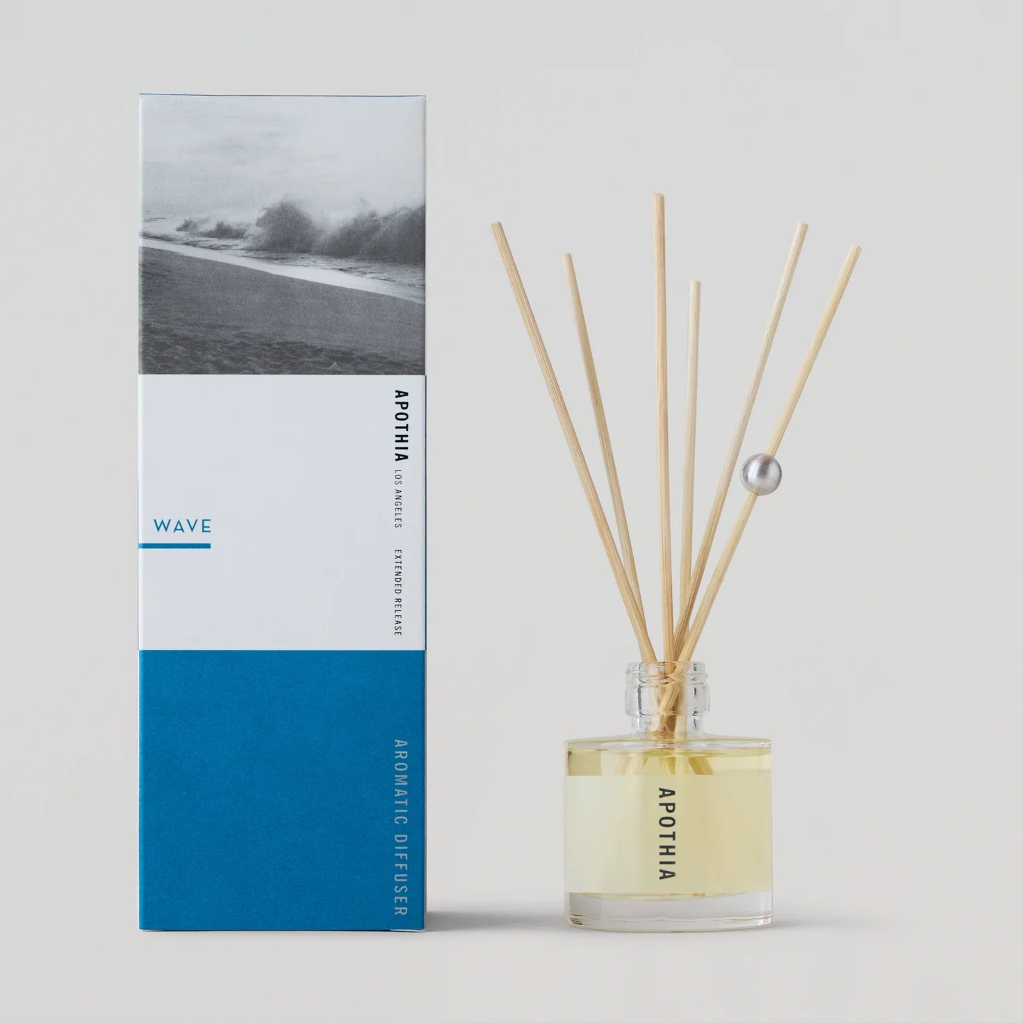 APOTHIA Wave Mini Diffuser with notes of white grapefruit, yuzu, seagrass, and salty ocean air.